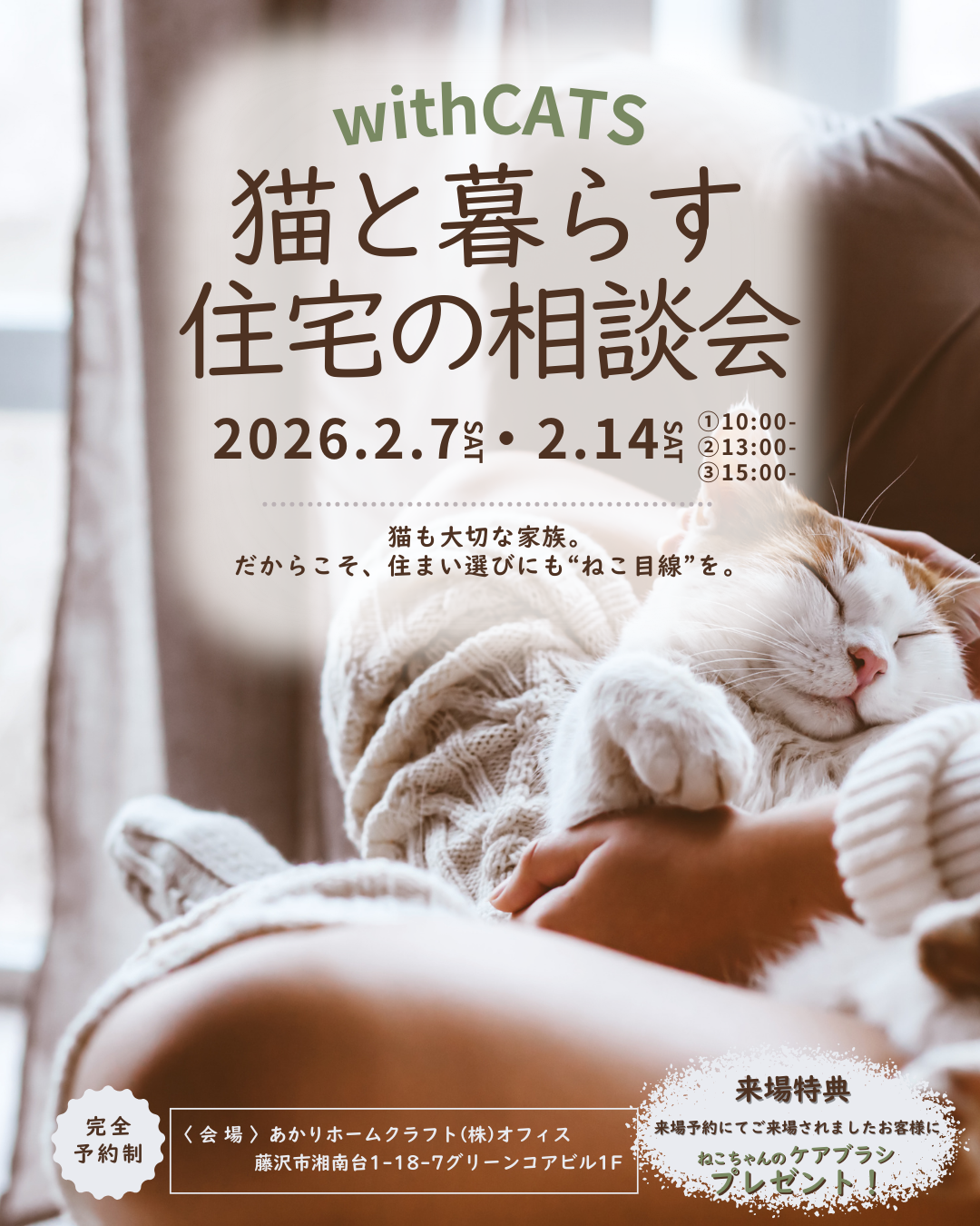２月 ）withCATS猫と暮らす住宅の相談会＠あかりホームクラフト